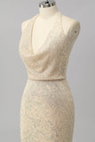 Robe De Soirée longue dos ouvert sirène sirène sirène à paillettes