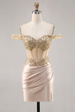 Robe de retour moulante à rayures corset à épaules dénudées