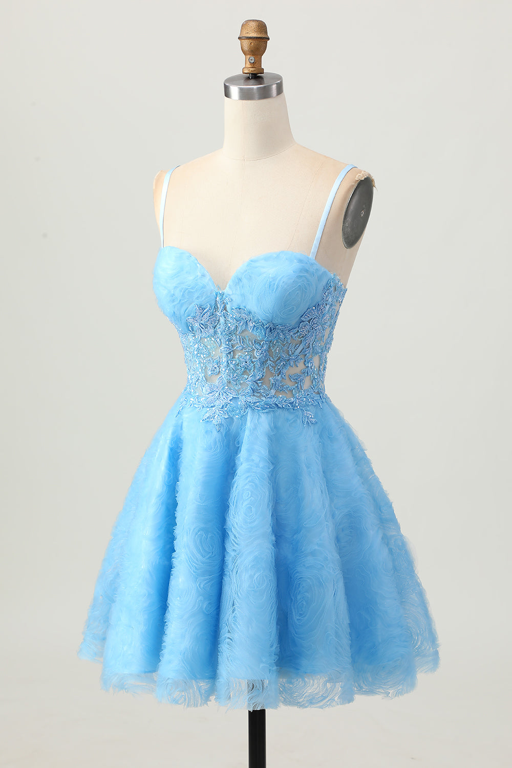 Une ligne bleue corset court de retour à la maison avec appliques