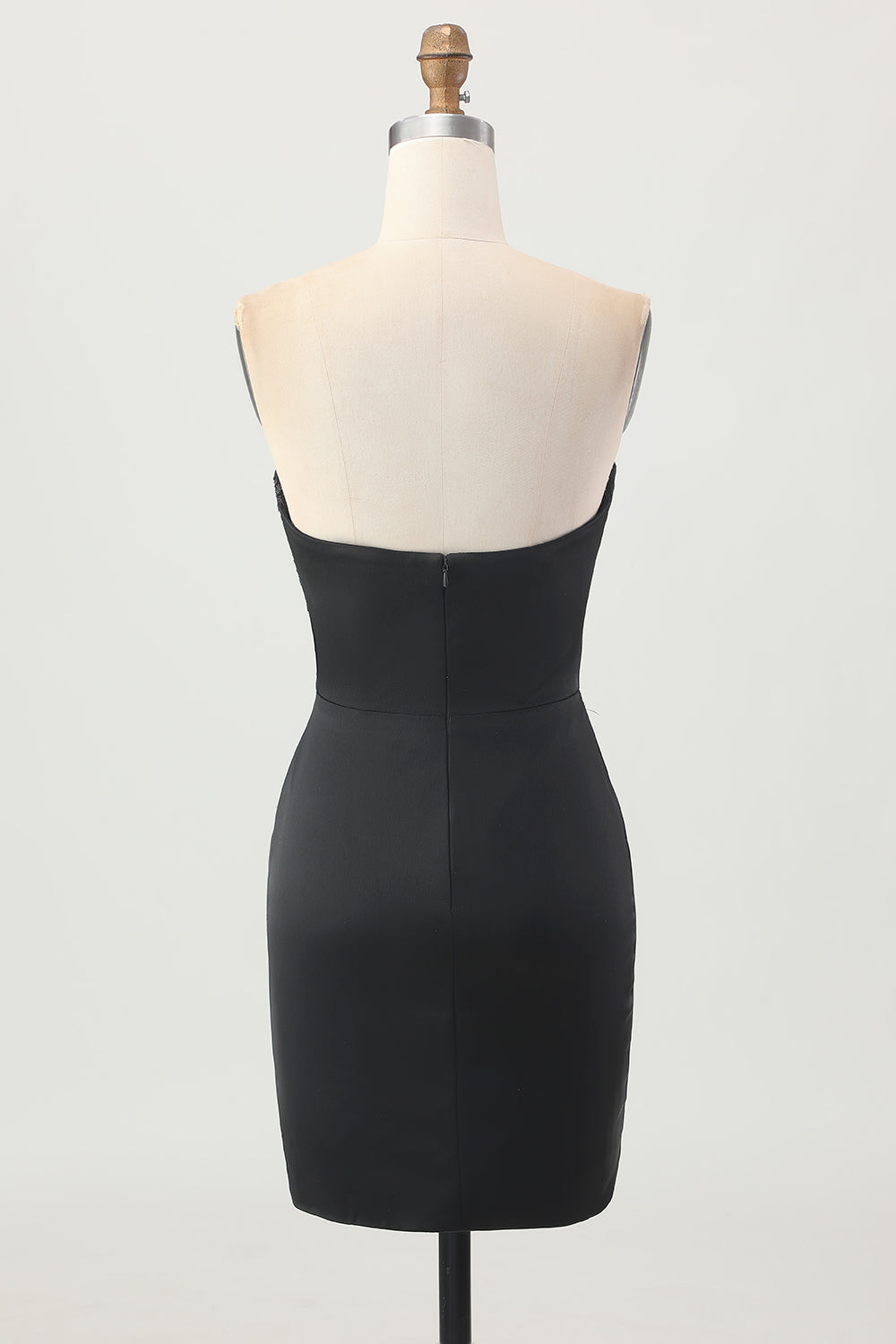 Noir sans bretelles Corset moulante perlée Homecoming Dress avec fente