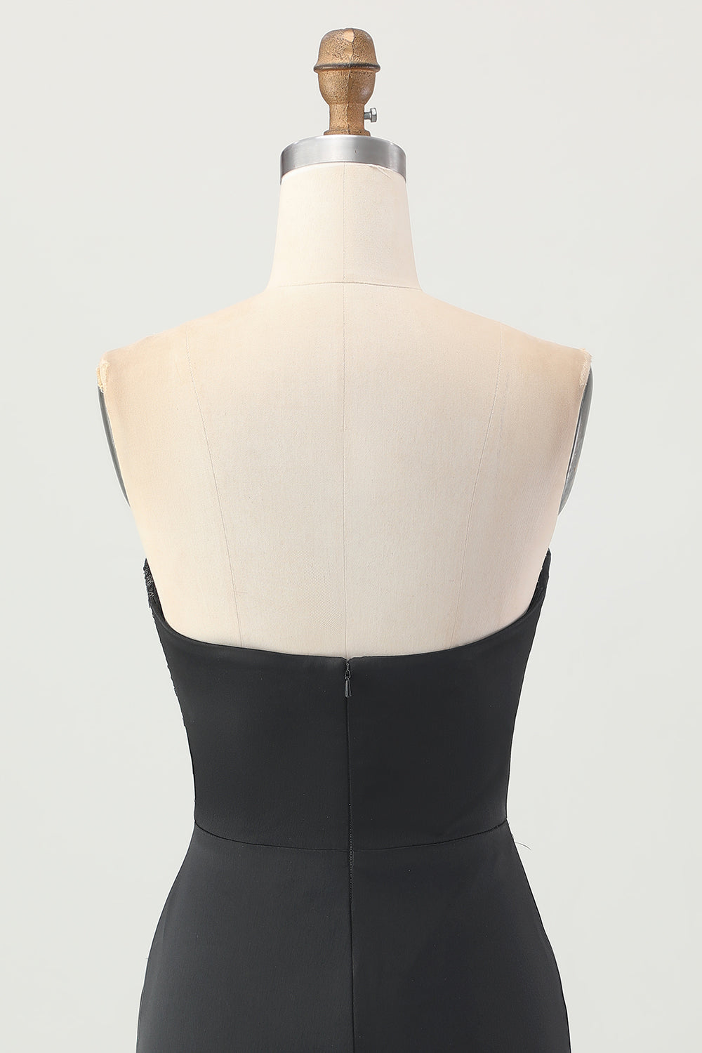 Noir sans bretelles Corset moulante perlée Homecoming Dress avec fente