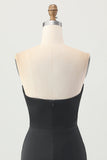 Noir sans bretelles Corset moulante perlée Homecoming Dress avec fente