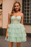 Robe courte corset de retour sans bretelles vert clair