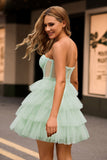 Robe courte corset de retour sans bretelles vert clair