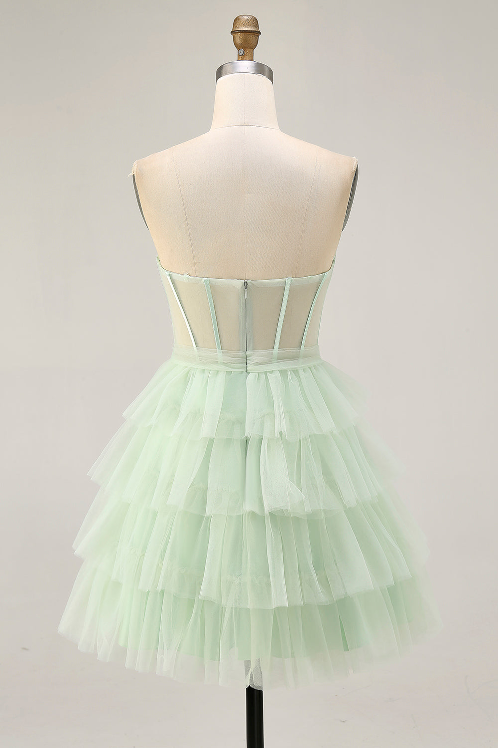 Robe courte corset de retour sans bretelles vert clair
