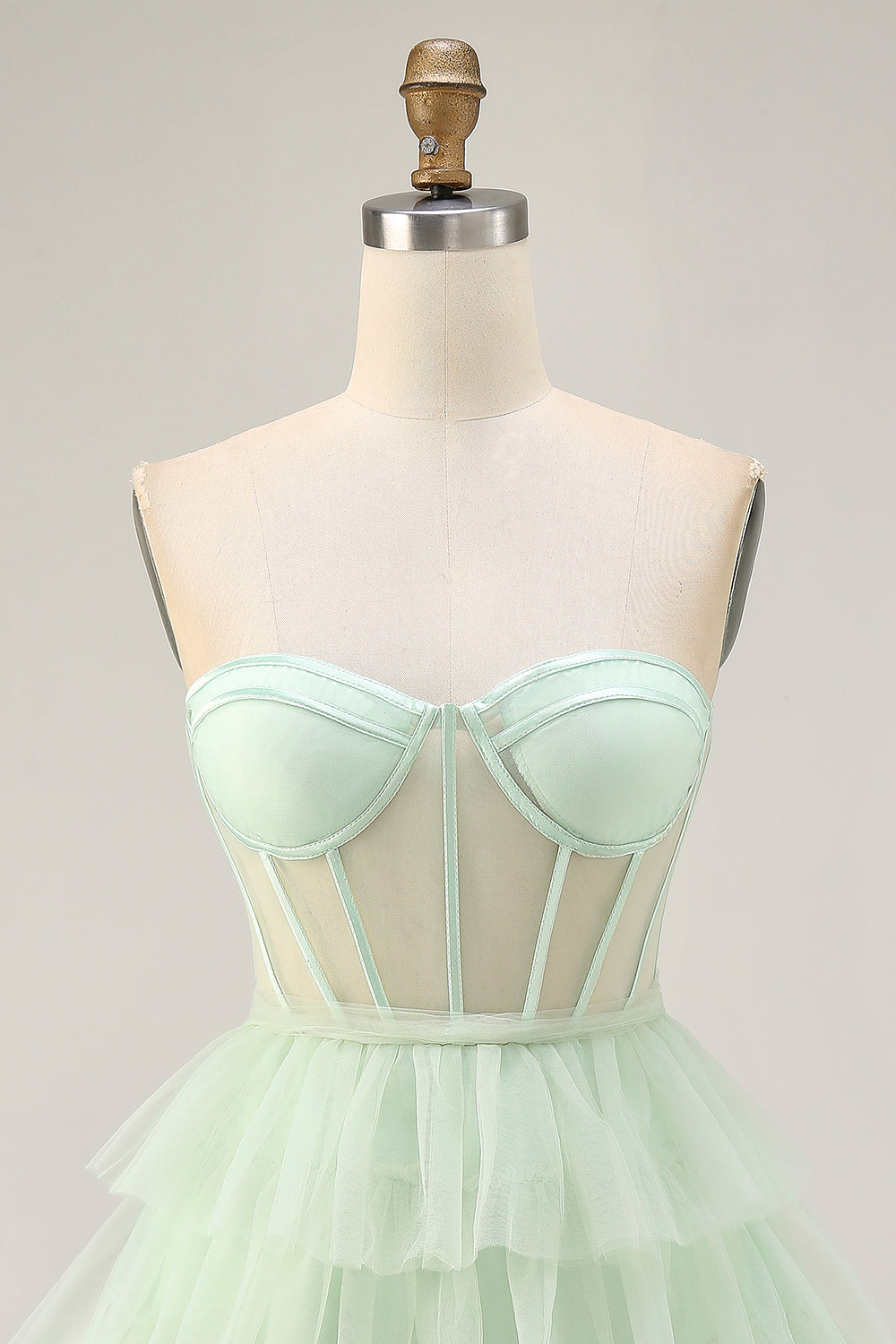 Robe courte corset de retour sans bretelles vert clair