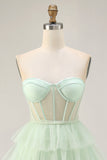 Robe courte corset de retour sans bretelles vert clair
