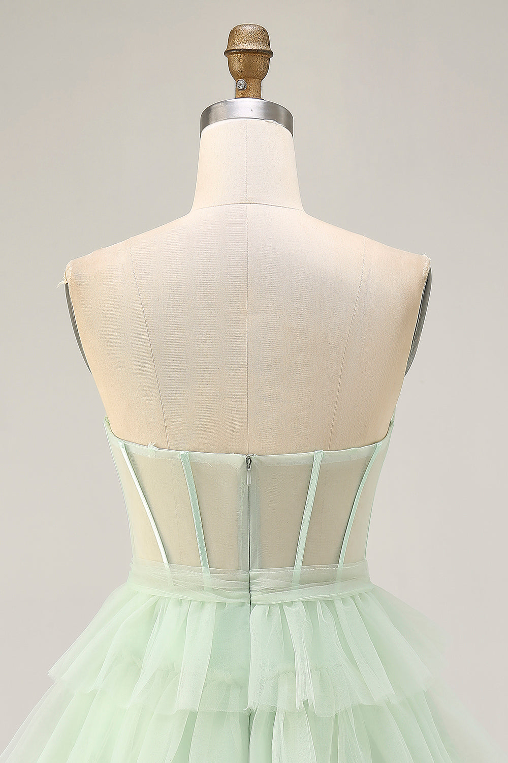 Robe courte corset de retour sans bretelles vert clair
