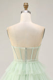 Robe courte corset de retour sans bretelles vert clair