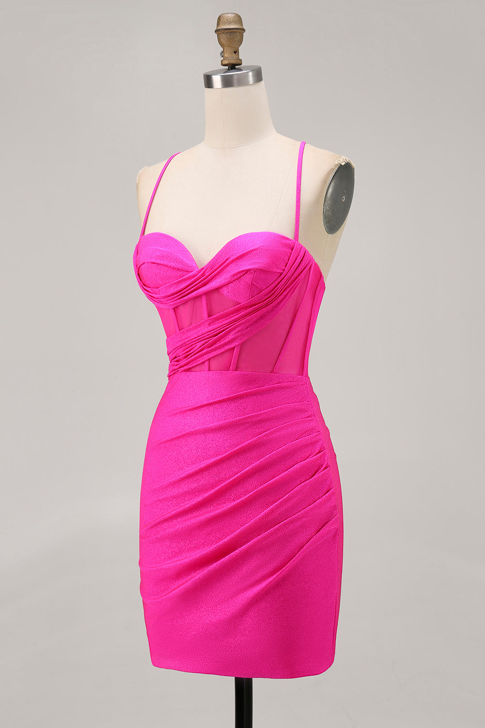 Corset fuchsia Robe courte moulante froncée pour les retrouvailles