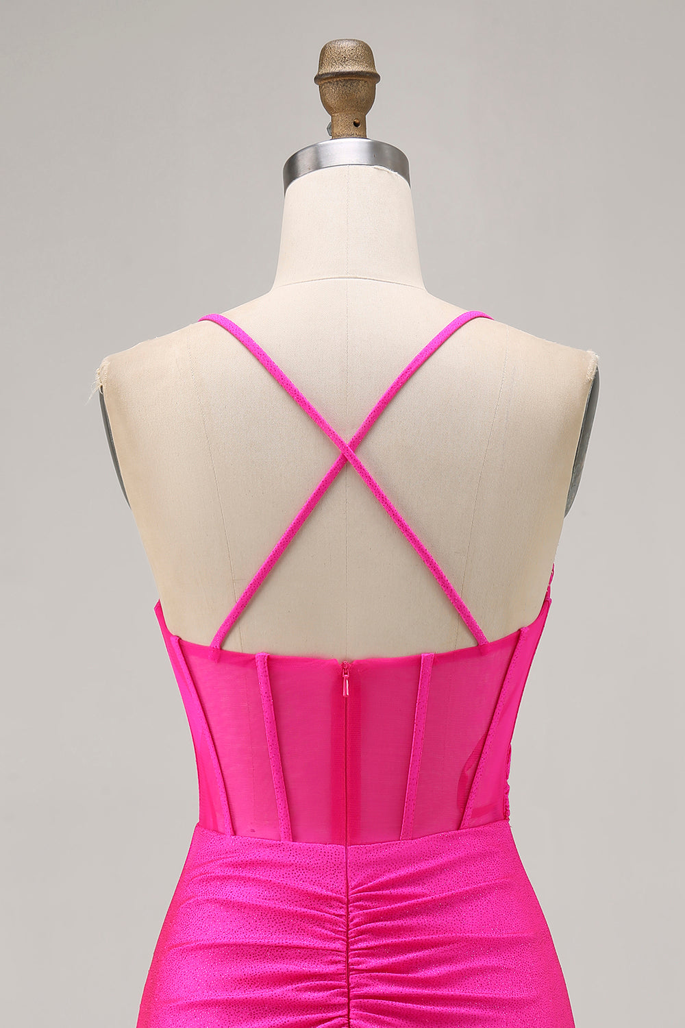Corset fuchsia Robe courte moulante froncée pour les retrouvailles