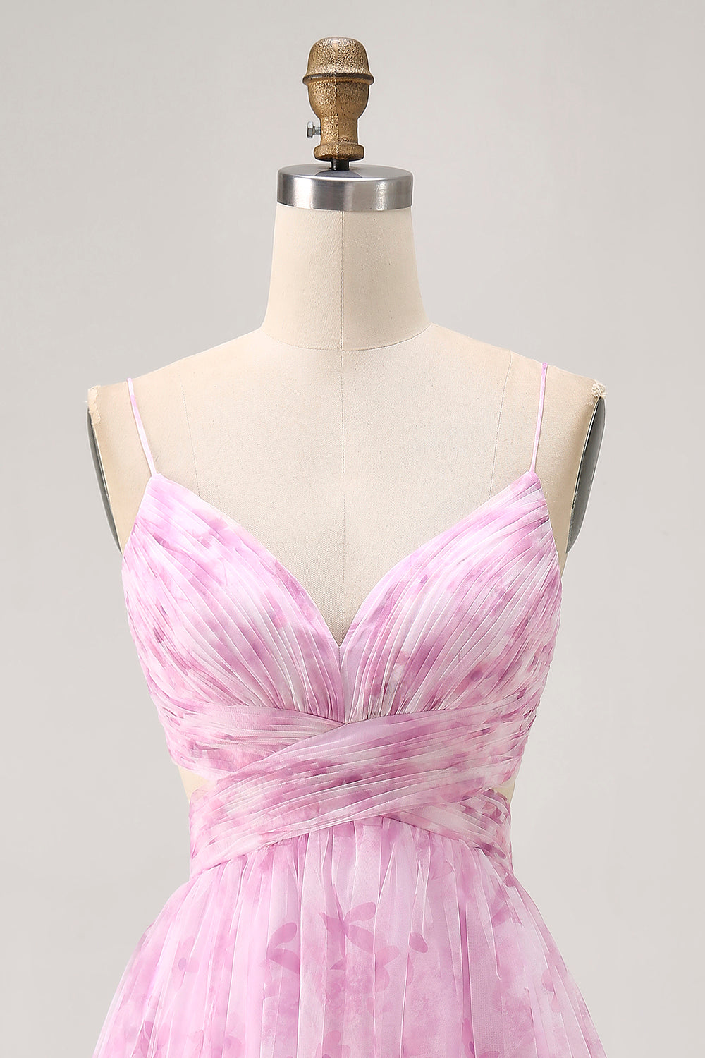 Rose Floral A Ligne Spaghetti Bretelles Ruché Robe Courte Retrouvailles
