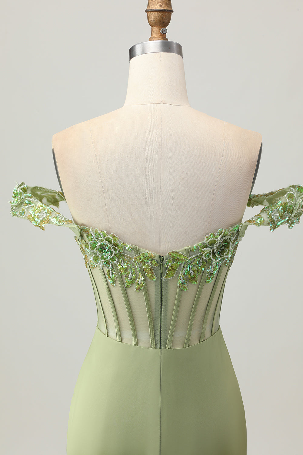 Vert Épaule Dénudée Corset Paillettes moulante Robe De Cocktail