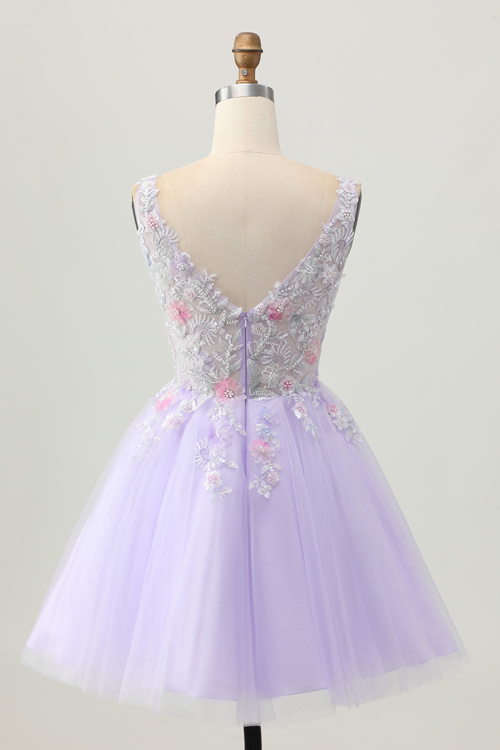 Perlé une ligne paillettes appliqué lilas Robe De Cocktail