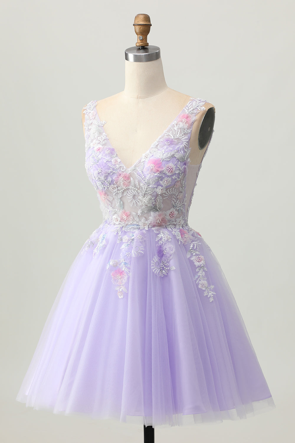 Perlé une ligne paillettes appliqué lilas Robe De Cocktail