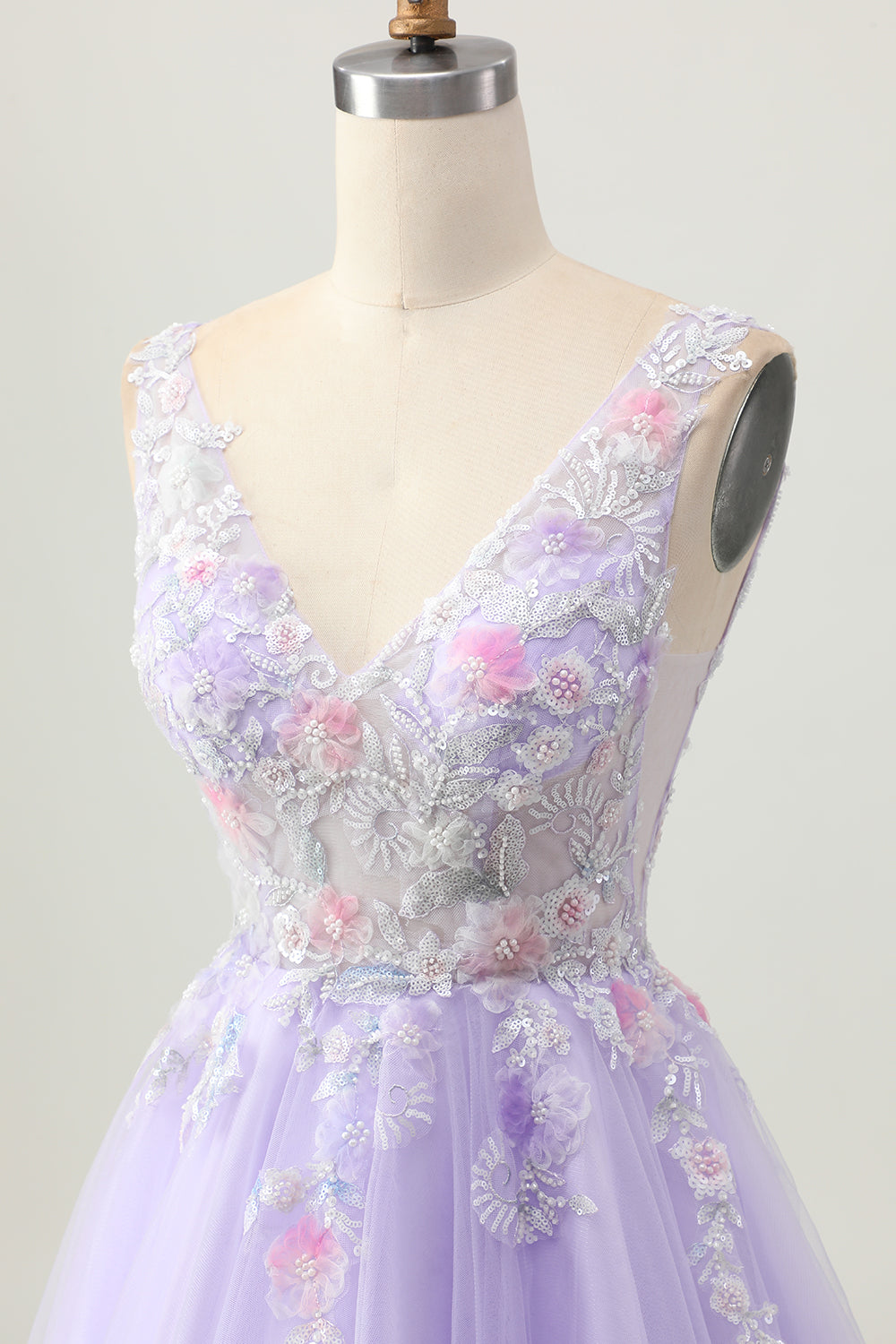 Perlé une ligne paillettes appliqué lilas Robe De Cocktail