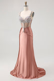 Blush Corset Sirène Robe De Soirée Longue avec Strass