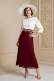 Raisin 3/4 manches bateau col une ligne midi robe d’invité de mariage