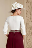 Raisin 3/4 manches bateau col une ligne midi robe d’invité de mariage
