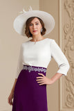 Raisin 3/4 manches bateau col une ligne midi robe d’invité de mariage