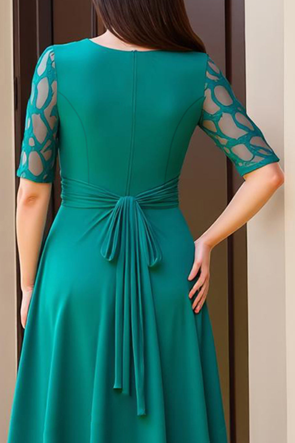 Pin Une Ligne En Mousseline Bateau Col Demi-Manches Robe D’invitée De Mariage