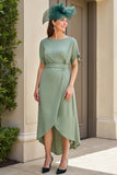 Eucalyptus mousseline de soie bateau col thé longueur robe d’invité de mariage
