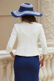 Fourreau bleu marine 2 pièces robe d’invité de mariage en satin extensible