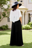 Robe d’invitée de mariage en mousseline de soie noire à col carré Une ligne