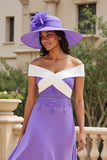 Mousseline de soie violette Une ligne haut-bas Épaule dénudée Robe d’invitée de mariage