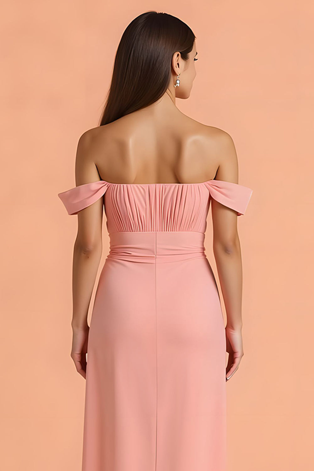 Fourreau Blush Robe de demoiselle d’honneur longue à épaules dénudées avec fente