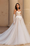 Sweetheart dentelle tulle une corset ligne robe de mariée ivoire