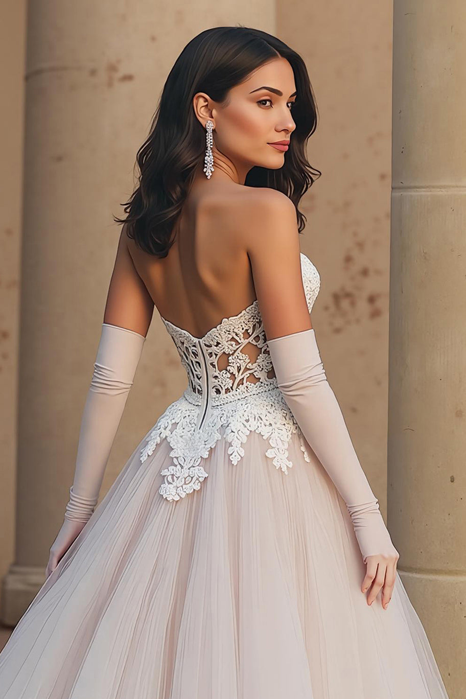 Sweetheart dentelle tulle une corset ligne robe de mariée ivoire