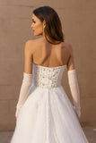 Sans bretelles Une ligne Tulle Ivoire Corset Robe de mariée longue