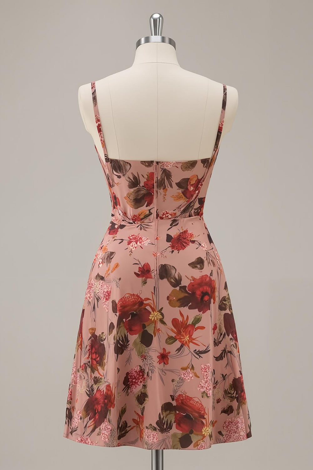 Imprimé une ligne Dusty Rose Corset Homecoming Dress