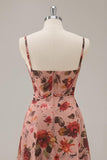 Imprimé une ligne Dusty Rose Corset Homecoming Dress