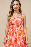 Robe d’été à une épaule imprimée A Line Sunset