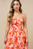Sunset Printed A Line Midi Ruched Robe d’été