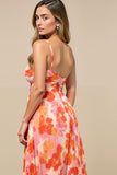 Sunset Printed A Line Midi Ruched Robe d’été