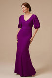 Robe de mère de la mariée à col en V froncé à col en V