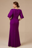 Robe de mère de la mariée à col en V froncé à col en V