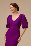 Robe de mère de la mariée à col en V froncé à col en V