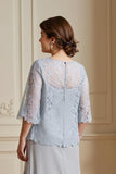 Argent A-ligne niveaux mousseline de soie dentelle manteau 2 pièces mère de la mariée robe
