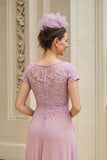Dusty Rose A-ligne col en V longue mère de la mariée robe avec dentelle