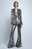 Argent Gris Scintillant 2 Pièce Femmes Bal Costumes