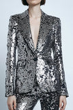 Argent Gris Scintillant 2 Pièce Femmes Bal Costumes