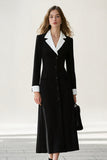 Noir et blanc Une ligne A Cranched Lavers Long Blazer Robe Avec Manches