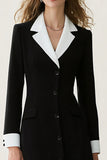 Noir et blanc Une ligne A Cranched Lavers Long Blazer Robe Avec Manches