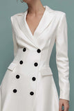 Ivory A Line Robe blazer midi à revers crantés avec manches