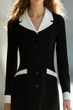 Robe de travail midi à simple boutonnage noir et blanc