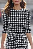Robe de travail midi fourreau à carreaux noir et blanc